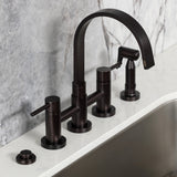 Concord Two-Handle 4-Hole Deck Mount Bridge Kitchen Faucet with Brass Side Sprayer