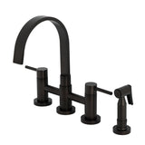 Concord Two-Handle 4-Hole Deck Mount Bridge Kitchen Faucet with Brass Side Sprayer