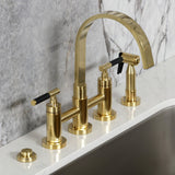 Kaiser Two-Handle 4-Hole Deck Mount Bridge Kitchen Faucet with Brass Side Sprayer