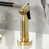 Kaiser Two-Handle 4-Hole Deck Mount Bridge Kitchen Faucet with Brass Side Sprayer