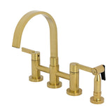 Continental Two-Handle 4-Hole Deck Mount Bridge Kitchen Faucet with Brass Side Sprayer