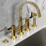 Kaiser Two-Handle 4-Hole Deck Mount Bridge Kitchen Faucet with Brass Side Sprayer