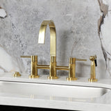 Concord Two-Handle 4-Hole Deck Mount Bridge Kitchen Faucet with Brass Side Sprayer