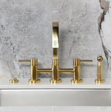 Concord Two-Handle 4-Hole Deck Mount Bridge Kitchen Faucet with Brass Side Sprayer