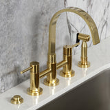 Concord Two-Handle 4-Hole Deck Mount Bridge Kitchen Faucet with Brass Side Sprayer