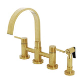 Concord Two-Handle 4-Hole Deck Mount Bridge Kitchen Faucet with Brass Side Sprayer