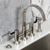 Kaiser Two-Handle 4-Hole Deck Mount Bridge Kitchen Faucet with Brass Side Sprayer