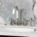 Kaiser Two-Handle 4-Hole Deck Mount Bridge Kitchen Faucet with Brass Side Sprayer