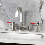 Kaiser Two-Handle 4-Hole Deck Mount Bridge Kitchen Faucet with Brass Side Sprayer