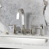 Concord Two-Handle 4-Hole Deck Mount Bridge Kitchen Faucet with Brass Side Sprayer