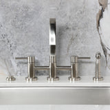 Concord Two-Handle 4-Hole Deck Mount Bridge Kitchen Faucet with Brass Side Sprayer