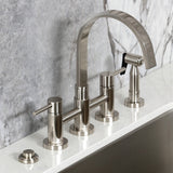 Concord Two-Handle 4-Hole Deck Mount Bridge Kitchen Faucet with Brass Side Sprayer