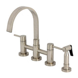 Concord Two-Handle 4-Hole Deck Mount Bridge Kitchen Faucet with Brass Side Sprayer