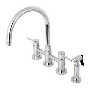 Concord Two-Handle 4-Hole Deck Mount Bridge Kitchen Faucet with Brass Side Sprayer