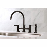 Concord Two-Handle 4-Hole Deck Mount Bridge Kitchen Faucet with Brass Side Sprayer