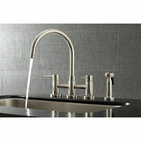 Concord Two-Handle 4-Hole Deck Mount Bridge Kitchen Faucet with Brass Side Sprayer