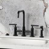 Kaiser Two-Handle 4-Hole Deck Mount Bridge Kitchen Faucet with Brass Side Sprayer