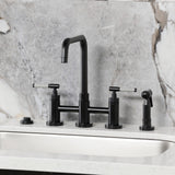 Kaiser Two-Handle 4-Hole Deck Mount Bridge Kitchen Faucet with Brass Side Sprayer