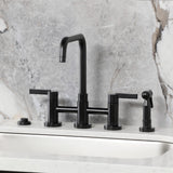 Continental Two-Handle 4-Hole Deck Mount Bridge Kitchen Faucet with Brass Side Sprayer