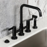 Continental Two-Handle 4-Hole Deck Mount Bridge Kitchen Faucet with Brass Side Sprayer