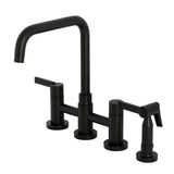 Continental Two-Handle 4-Hole Deck Mount Bridge Kitchen Faucet with Brass Side Sprayer