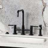 Kaiser Two-Handle 4-Hole Deck Mount Bridge Kitchen Faucet with Brass Side Sprayer