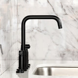 Kaiser Two-Handle 4-Hole Deck Mount Bridge Kitchen Faucet with Brass Side Sprayer