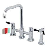 Kaiser Two-Handle 4-Hole Deck Mount Bridge Kitchen Faucet with Brass Side Sprayer