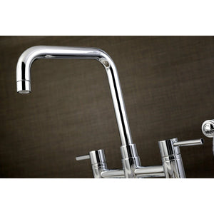 Concord Two-Handle 4-Hole Deck Mount Bridge Kitchen Faucet with Brass Side Sprayer