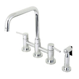 Concord Two-Handle 4-Hole Deck Mount Bridge Kitchen Faucet with Brass Side Sprayer