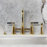 Kaiser Two-Handle 4-Hole Deck Mount Bridge Kitchen Faucet with Brass Side Sprayer