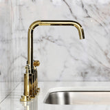 Kaiser Two-Handle 4-Hole Deck Mount Bridge Kitchen Faucet with Brass Side Sprayer