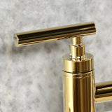 Manhattan Two-Handle 4-Hole Deck Mount Bridge Kitchen Faucet with Brass Side Sprayer