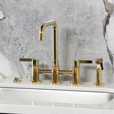 Continental Two-Handle 4-Hole Deck Mount Bridge Kitchen Faucet with Brass Side Sprayer