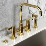 Continental Two-Handle 4-Hole Deck Mount Bridge Kitchen Faucet with Brass Side Sprayer