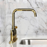 Continental Two-Handle 4-Hole Deck Mount Bridge Kitchen Faucet with Brass Side Sprayer