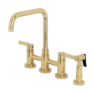 Continental Two-Handle 4-Hole Deck Mount Bridge Kitchen Faucet with Brass Side Sprayer