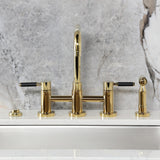 Kaiser Two-Handle 4-Hole Deck Mount Bridge Kitchen Faucet with Brass Side Sprayer