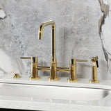 Concord Two-Handle 4-Hole Deck Mount Bridge Kitchen Faucet with Brass Side Sprayer