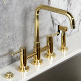 Concord Two-Handle 4-Hole Deck Mount Bridge Kitchen Faucet with Brass Side Sprayer