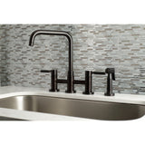 Kaiser Two-Handle 4-Hole Deck Mount Bridge Kitchen Faucet with Brass Side Sprayer