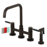 Kaiser Two-Handle 4-Hole Deck Mount Bridge Kitchen Faucet with Brass Side Sprayer