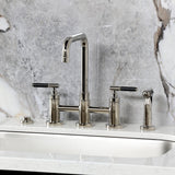 Kaiser Two-Handle 4-Hole Deck Mount Bridge Kitchen Faucet with Brass Side Sprayer