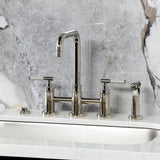 Kaiser Two-Handle 4-Hole Deck Mount Bridge Kitchen Faucet with Brass Side Sprayer