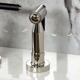 Kaiser Two-Handle 4-Hole Deck Mount Bridge Kitchen Faucet with Brass Side Sprayer