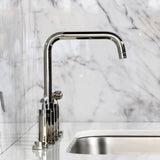 Manhattan Two-Handle 4-Hole Deck Mount Bridge Kitchen Faucet with Brass Side Sprayer