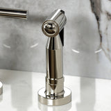 Manhattan Two-Handle 4-Hole Deck Mount Bridge Kitchen Faucet with Brass Side Sprayer