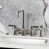 Continental Two-Handle 4-Hole Deck Mount Bridge Kitchen Faucet with Brass Side Sprayer