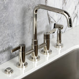 Continental Two-Handle 4-Hole Deck Mount Bridge Kitchen Faucet with Brass Side Sprayer