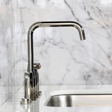 Kaiser Two-Handle 4-Hole Deck Mount Bridge Kitchen Faucet with Brass Side Sprayer